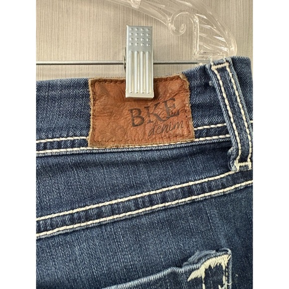 BKE Harper Capri Cropped Medium Wash Wide‎ Stiched Denim Jeans Womens 33" - Picture 7 of 7